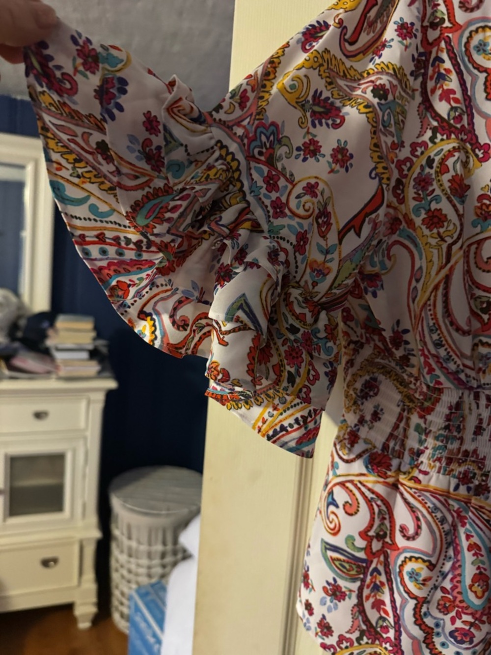 NY & CO NWT Women's Paisley Smocked Waist Blouse -